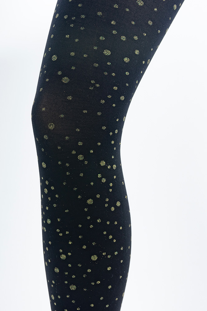 Esempio di calze Lurex con effetto lucido personalizzate per evento aziendale